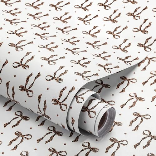 Drydiet Leopard Bow Print Wallpaper Peel Stick Contact Paper 15.8 x 118.1 - color: Leopard, size: 15.8 in x 118.1 in, style: Bow