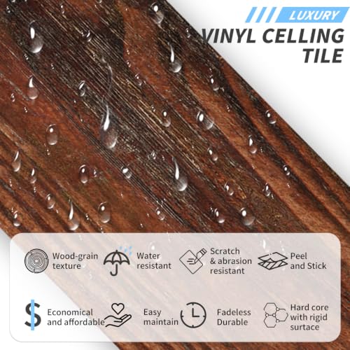 24 Pcs Peel and Stick Retro Wood Grain Pattern Vinyl Wall Stickers - style: JMBSDKCFT05