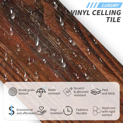 24 Pcs Peel and Stick Retro Wood Grain Pattern Vinyl Wall Stickers - style: JMBSDKCFT05