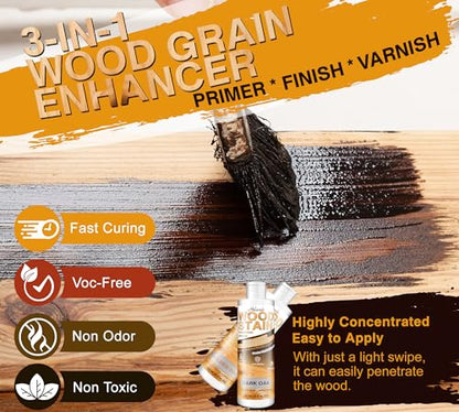 Water Based Wood Stain 8.5oz, Dark Oak – Indoor Outdoor Furniture Stain - color: Dark Oak