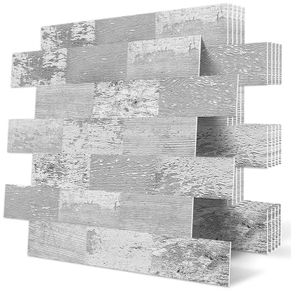 DEWOO Peel and Stick Wall Tile Kitchen Backsplash Self Adhesive 10 Sheet - color: Retro wood