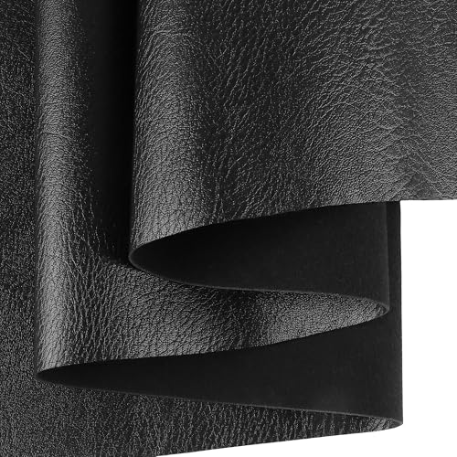 Black Faux Leather,Marine Vinyl Fabric,Pleather Sheets for Crafts. - color: Crack Black, size: 1/3 Yard