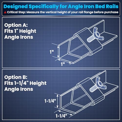 4 PCS 1-1/4IN 304 Stainless Steel Bed Frame Rail Brackets,Heavy Duty Bed Frame Hardware,Bed Rail Brackets for Connecting Bed Frame Rails,Butterfly Knob Clamp Kit - size: 4PC 1-1/4IN