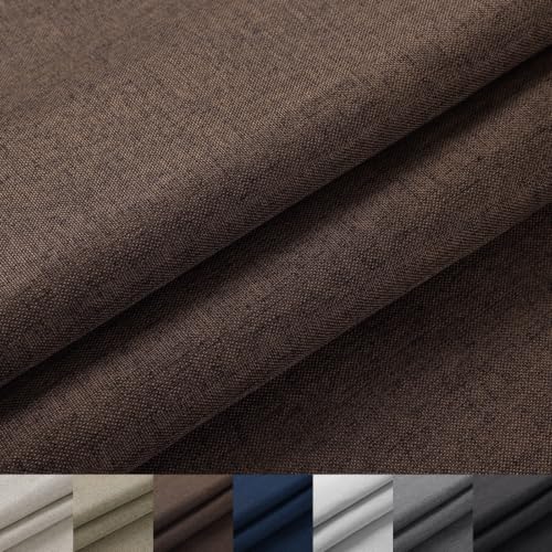 Faux Linen Fabric 58" Wide 1mm Thick Upholstery Fabric 15 Yards 58x540 Inch - color: Brown, size: 15 Yards