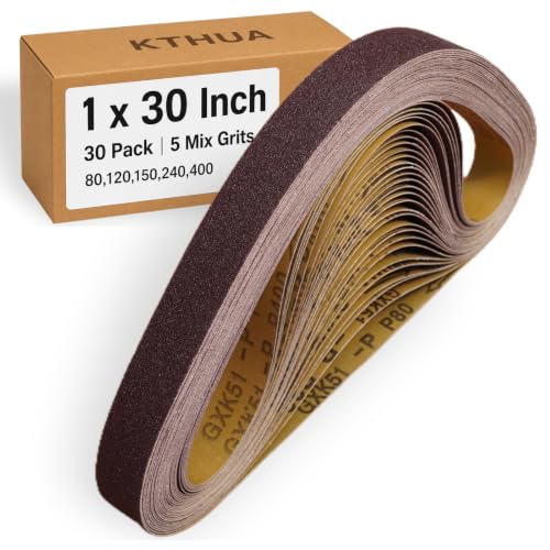 1x30 Sanding Belts, 30 Pack, 6 Each of 80, 120, 150, 240 & 400 Grits - size: 1 x 30 in, 30-Pack