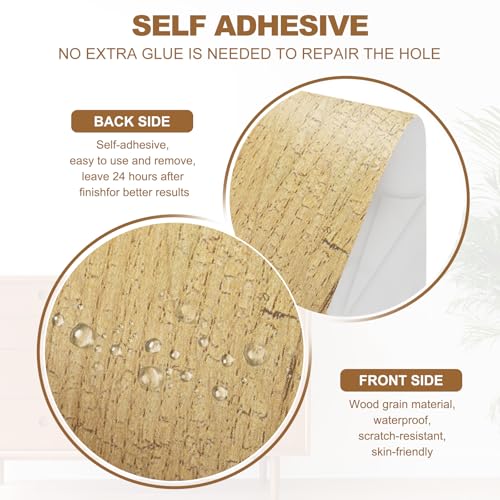 Self Adhesive Wood Grain Repair Tape 33'x 3", Multi-Use Realistic Wood Grain Repair Patch for Furniture Floor Door Table Chair Windows Handicraft DIY, Birch