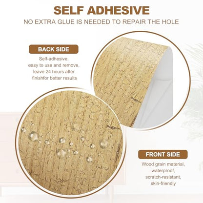 Self Adhesive Wood Grain Repair Tape 33'x 3", Multi-Use Realistic Wood Grain Repair Patch for Furniture Floor Door Table Chair Windows Handicraft DIY, Birch
