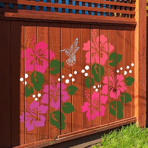 Large Flower Stencils for Wood Fence Hibiscus Stencil for Painting Walls - style: Hibiscus