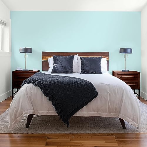 Glidden Total Interior Wall Paint & Primer All-in-One, Misty Aqua/Aqua, Flat, 1 Gallon - color: Misty Aqua, size: 128 Fl Oz (Pack of 1)