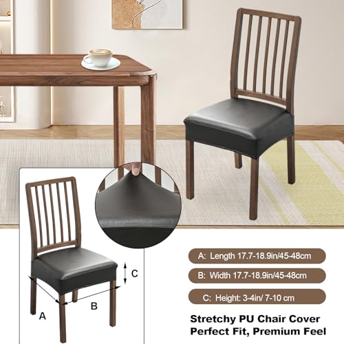 FUANGUI Dining Chair Covers Set of 4, Kitchen Chair Seat Covers - color: Pu-black