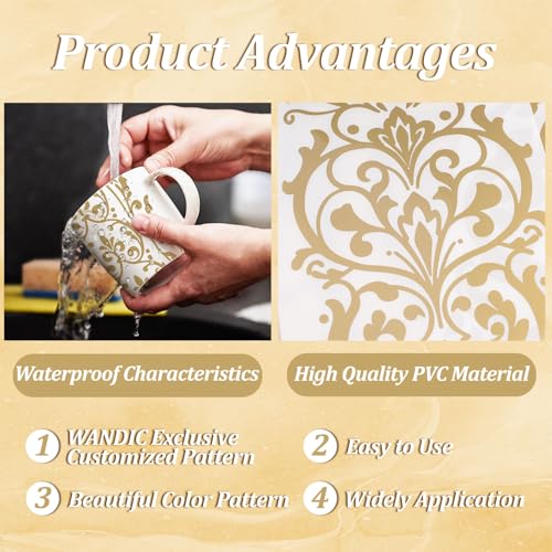 WANDIC 3 Sheets Gold Pattern Rub On Transfer Stickers European Retro Scrapbook Stickers Window Decals Waterproof Decals Cup Wraps for DIY Furniture Photo Albums,15 * 30cm - color: Gold Retro Pattern 2