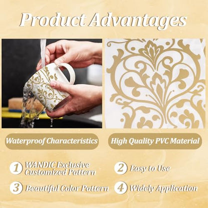 WANDIC 3 Sheets Gold Pattern Rub On Transfer Stickers European Retro Scrapbook Stickers Window Decals Waterproof Decals Cup Wraps for DIY Furniture Photo Albums,15 * 30cm - color: Gold Retro Pattern 2