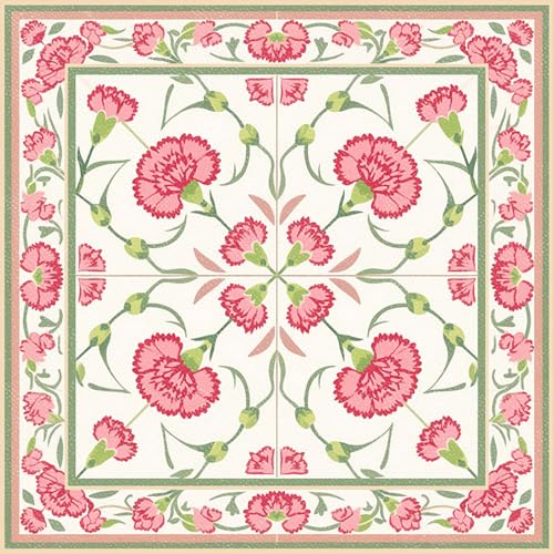 HOMETITUTE Pink Carnation Floral Peel Stick Floor Tile 12x12 Vinyl - color: Pink#5