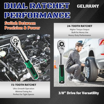 6 Pcs Offset Extension Wrench Set, 3 Extension Clamps with 24T&72T Ratchets