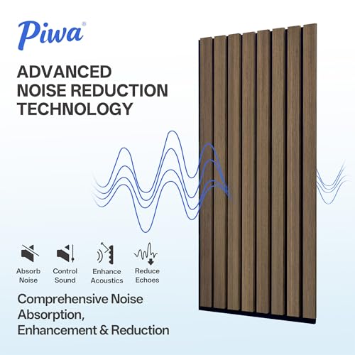 PIWA Acoustic Wood Slat Wall Panels, 20 Pack 23.6"x11.8" Dark Walnut - color: Dark Walnut, size: 24x12" 20pcs