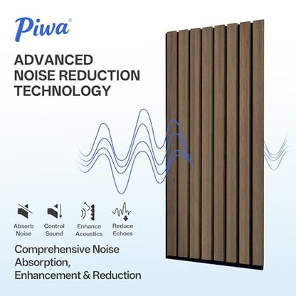 PIWA Acoustic Wood Slat Wall Panels, 20 Pack 23.6"x11.8" Dark Walnut - color: Dark Walnut, size: 24x12" 20pcs
