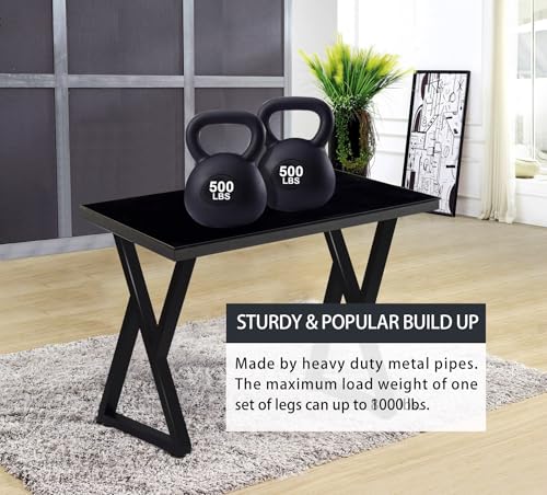 Taelakeni 28 Inch Metal Desk Table Legs, Heavy Duty Industrial Style Dinning Table Leg with Adjustment Feet Pads, Double Triangle - color: Double Triangle, size: 28 IN