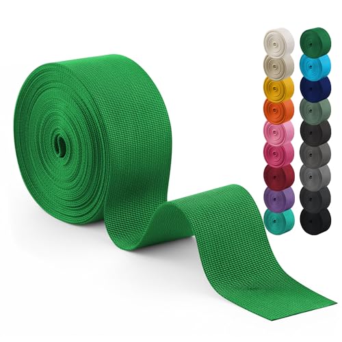 Polyester Webbing Strap 17+Colors – 1"&1.5"&2" – 10 Yards Heavy Duty Webbing Roll, Flat Webbing Strap for Indoor&Outdoor Gear, DIY Crafting, Repairing - color: Emerald green, size: 1"-10yards