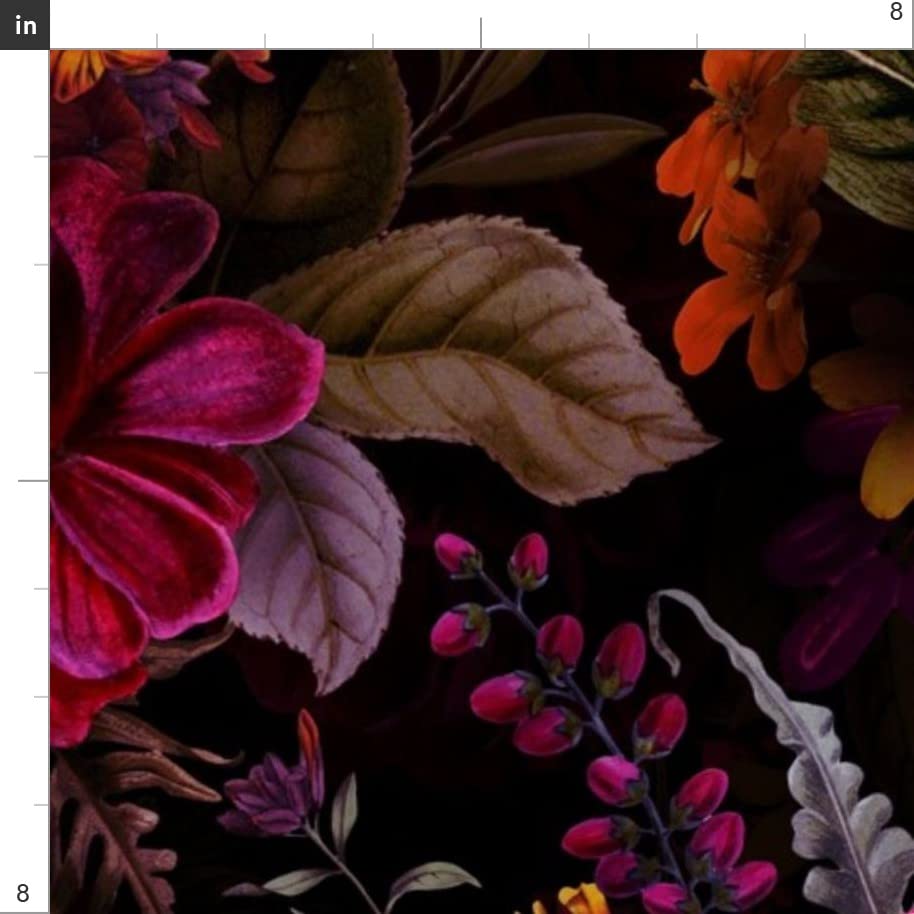 Spoonflower Fabric Moody Floral Gothic Flower on Upholstery Velvet - size: Fat Quarter