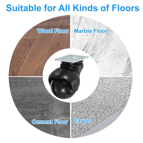 PATIKIL 2 Inch Ball Caster Wheels Set of 4, 360° Rotating Swivel Top Plate Wheels 397 lbs Total Capacity Caster with M4 Screws for Furniture Table Cabinet Black - color: Black, size: 2 Inch