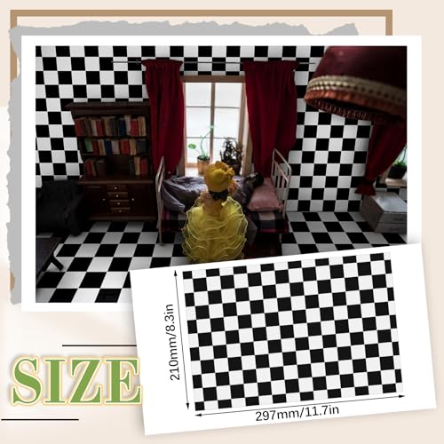 Flutesan 12 Pcs Miniature Dollhouse Wallpaper, Check Pattern - style: Check Pattern