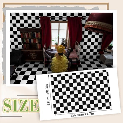 Flutesan 12 Pcs Miniature Dollhouse Wallpaper, Check Pattern - style: Check Pattern