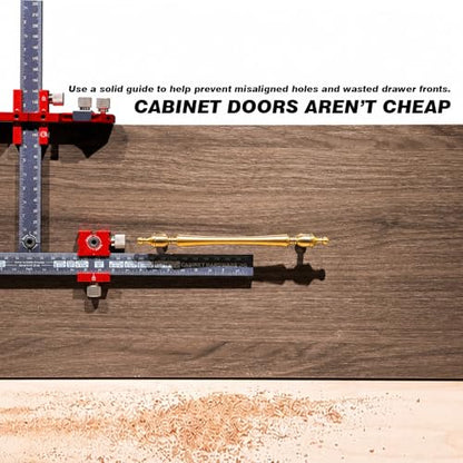Cabinet Hardware Jig Tool Drawer Pull Jig Cabinet Handle Template Tool Jig - color: Red-gray