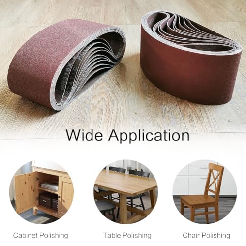 3x21 3 x 21 Inch Sanding Belt Pack 3-Inch x 21-Inch,12 Pcs(4 Each of 80 120 150 Grits) Aluminum Oxide for Sander - size: 3x21in