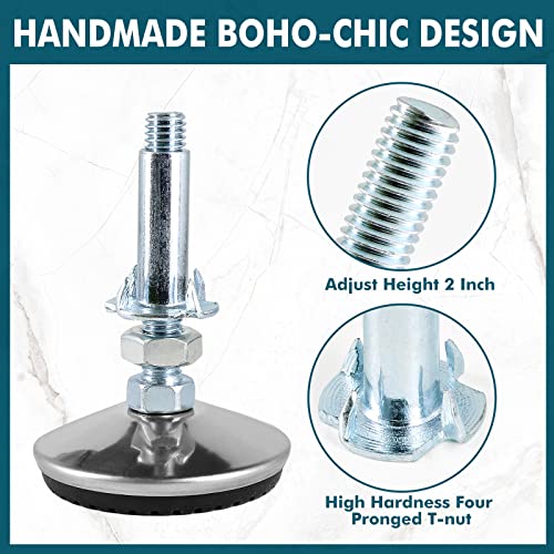 4 Set M8 Leveling Feet with 4-Pronged T Nut, Adjustable Leg Levelers Heavy Duty Furniture Levelers, M8 Furniture Legs with 2" Thread Length for Cabinet Sofa Table Chair Raiser, Silver - color: Silver, size: M8 x 50mm