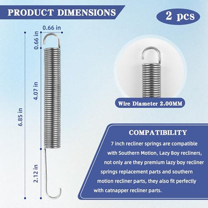 Zookpr 2Pcs 7 Inch Recliner Springs Replacement Sofa Chair Mechanism Spring