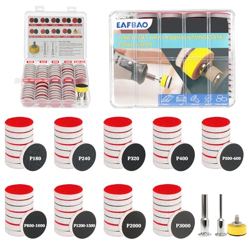 63 PCS 1 Inch Sanding Dremel Discs Hook and Loop Sandpaper 180-3000 Grits - style: Mixed