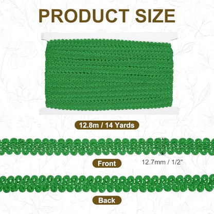 MECCANIXITY Gimp Braid Trim 1/2" x 14 Yards Polyester, Green - color: Green