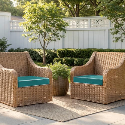 MIULEE Turquoise Outdoor Cushions 2 Pack,18.5x16x3 Inch Waterproof Cushions - color: Turquoise, size: 18.5 x 16 x 3 Inch
