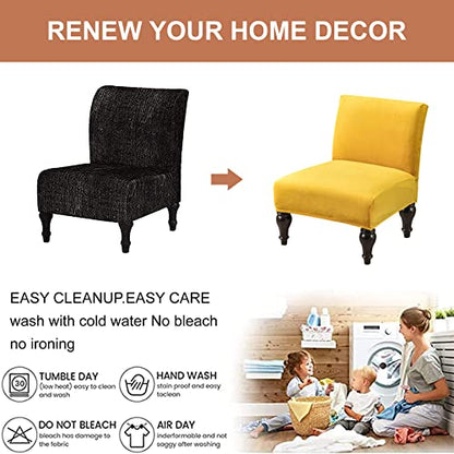 Eco-Ancheng Armless Chair Slipcover Removable Armless Accent Chairs Covers Washable Armless Slipper Chair Slipcover Printed Armless Chair Furniture Protector Covers for Living Dining Room Hotel - color: A21