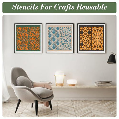 Texture Stencils for Crafts Reusable 16Pcs Stencils(7.87X3.94 Inch) - color: Texture 4