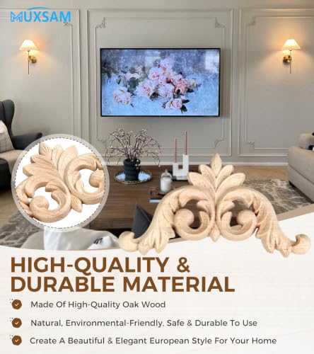 4Pcs Wood Carved Appliques Corner Wooden Carving Onlays Decals for Furniture - size: 5.91 x 5.91 inches