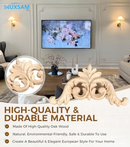 4Pcs Wood Carved Appliques Corner Wooden Carving Onlays Decals for Furniture - size: 5.91 x 5.91 inches