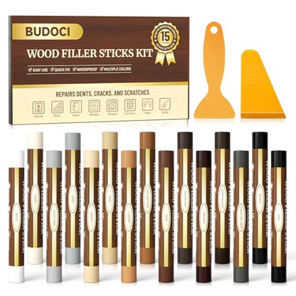 Wood Filler Sticks 15 Colors, Wood Putty Stick for Furniture Repair