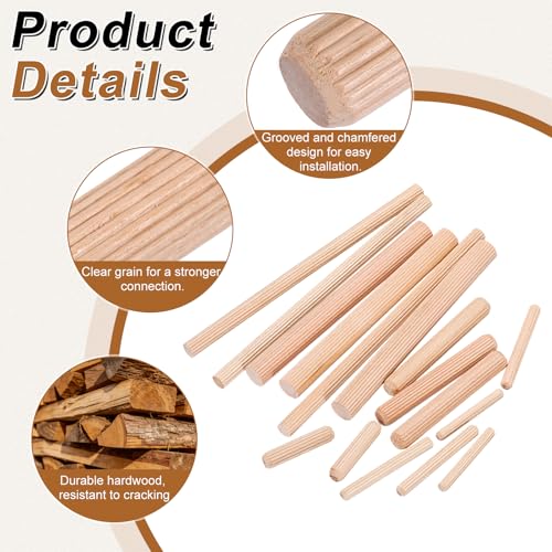 uxcell 150Pcs Wood Dowel Pins, 5/16" x 1 3/16" Wooden Dowel Rods - size: 5/16" x 1 3/16"