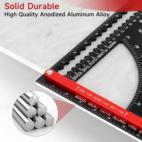 12 Inch Aluminum Carpenter Square, Woodworking Adjustable Rafter Framing Square, Measuring Angle Large Triangle Ruler Layout Tool, Multifunctional Carpentry Square, Gift for Carpenters - color: 12 Inch