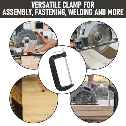 4Pcs 8 Inch C Clamp Heavy Duty C-Clamps Quality Iron C-Clamps Industrial Strength C Clamp Set for Woodworking Welding Building Metal Workpiece