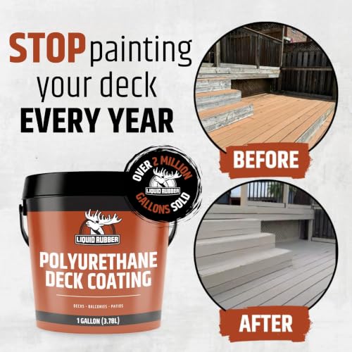 Liquid Rubber Polyurethane Deck Coating - Textured, Stone Grey, 1 Gallon - color: Textured Stone Grey, size: 128 Fl Oz (Pack of 1)