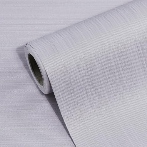 Silver Grasscloth Peel and Stick Wallpaper, A Set of 15.7"x236" Textured Self-Adhesive Waterproof Vinyl Fabric Contact Paper, Wall Paper for Kitchen, Shelf Linen, Bathroom, Bedroom - color: Silver, size: 15.7" x 236"