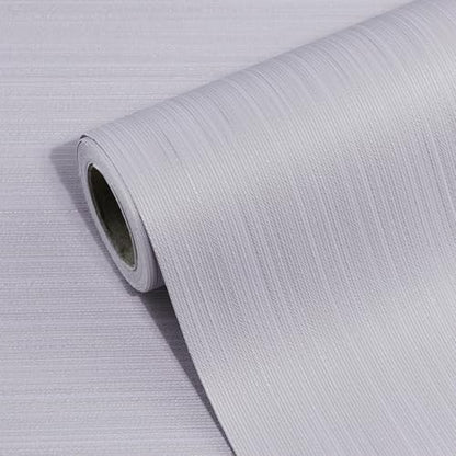 Silver Grasscloth Peel and Stick Wallpaper, A Set of 15.7"x236" Textured Self-Adhesive Waterproof Vinyl Fabric Contact Paper, Wall Paper for Kitchen, Shelf Linen, Bathroom, Bedroom - color: Silver, size: 15.7" x 236"