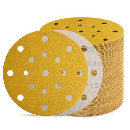 80Pcs 6 Inch Sanding Discs 120 Grit, Hook and Loop Orbital Sandpaper - style: 120Grit-80Pcs