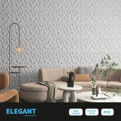 Art3d 33-Pack Modern Diamond Textured 3D Wall Panels, 12 x 12 in, White - color: White, size: 12x12 Inch 33 pcs