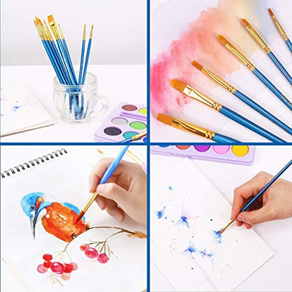AROIC Paint Brush Set, 3 Pack 30 Pcs Acrylic Paint Brushes - size: 30pcs-blue