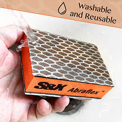 S&X Sanding Block Set, 100 Sheets + 2 Sponges, Mixed Grit - color: Grit 320/240/180/150/120/100/80/60, size: 100-Pack