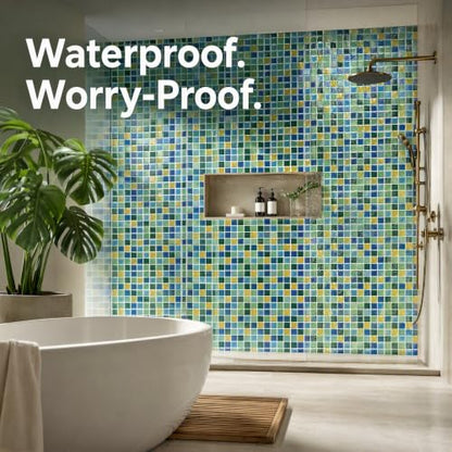 3D Mosaic Peel and Stick DIY Wall Backsplash Tiles (24, Multicolor) - color: Multicolor