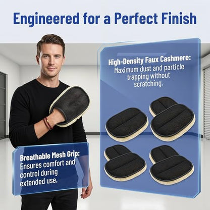 5 Pack Car Interior Cleaning Glove Microfiber Dust Mitt for Dashboard & Leather Seats Reusable Washable Car Care Detailing Accessory